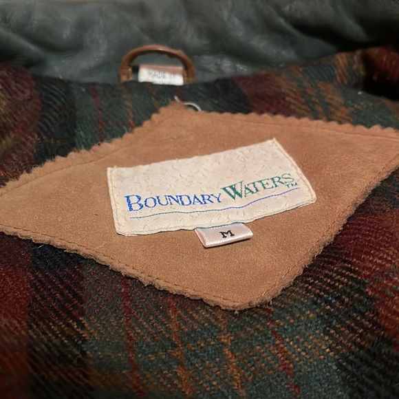 Vintage unisex Boundary Waters Genuine Brown and Green Leather Coat Size: M - Picture 8 of 11